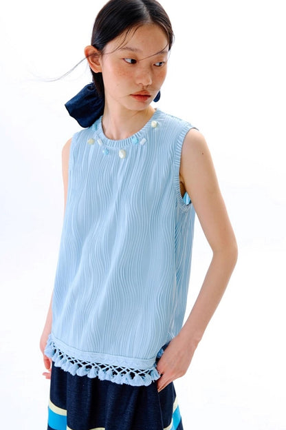 Blues Beach Fringed Vest Set-Up