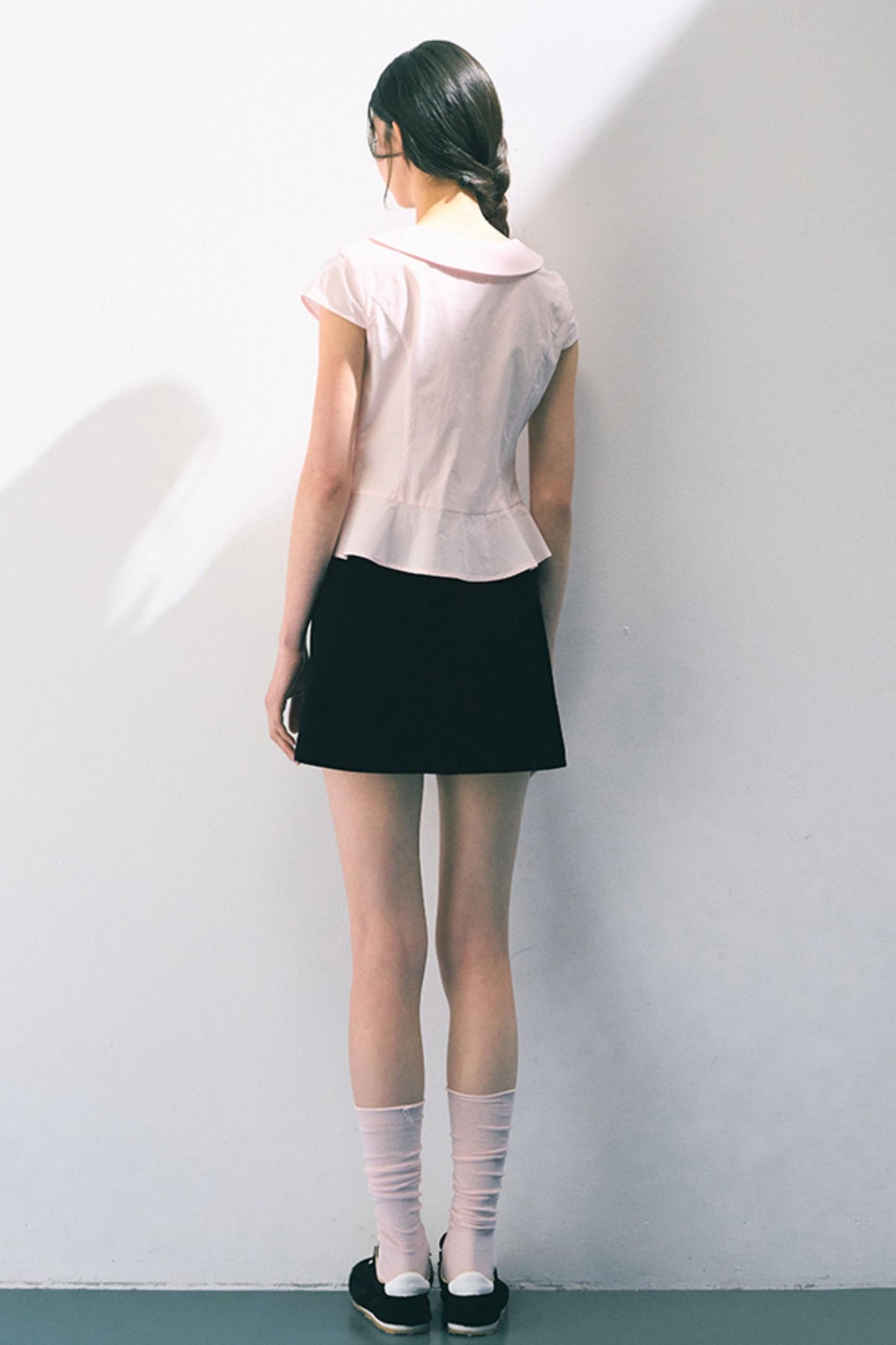 Navy Embroidered A-Line Skirt