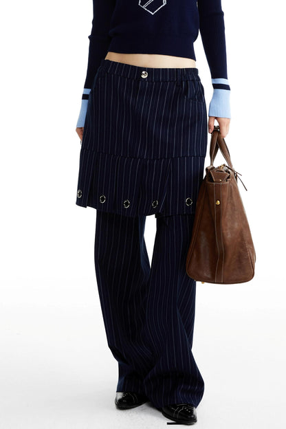 Fake Two-Piece Culottes Straight Pants