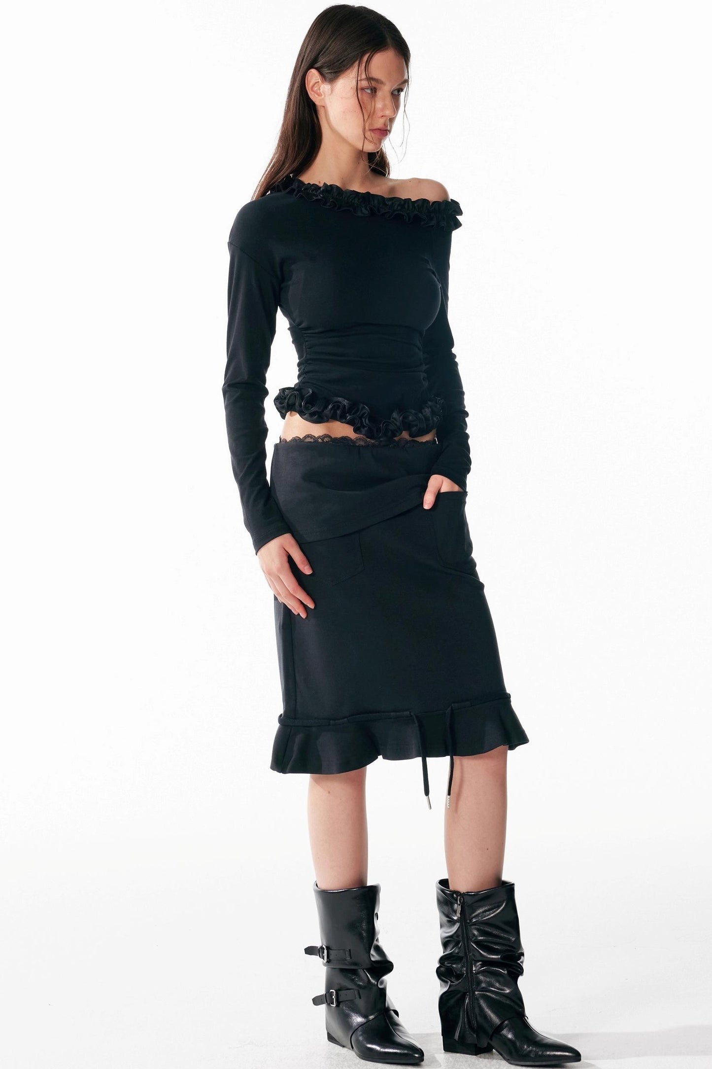 Irregular Lace Waist Slimming Top