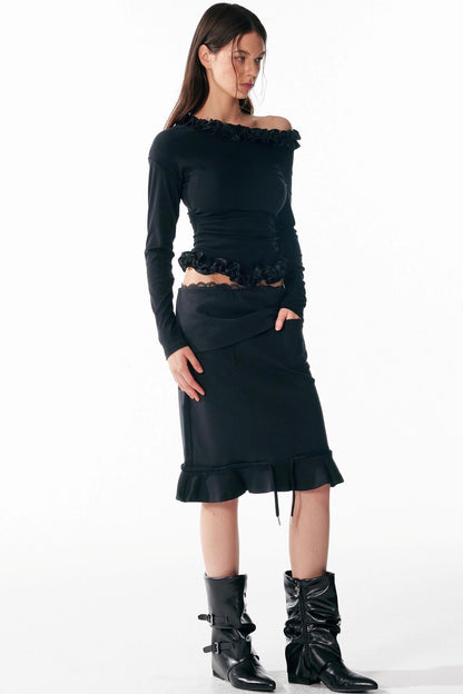 Irregular Lace Waist Slimming Top