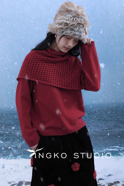 Berry Red Knitted Vest Sweater