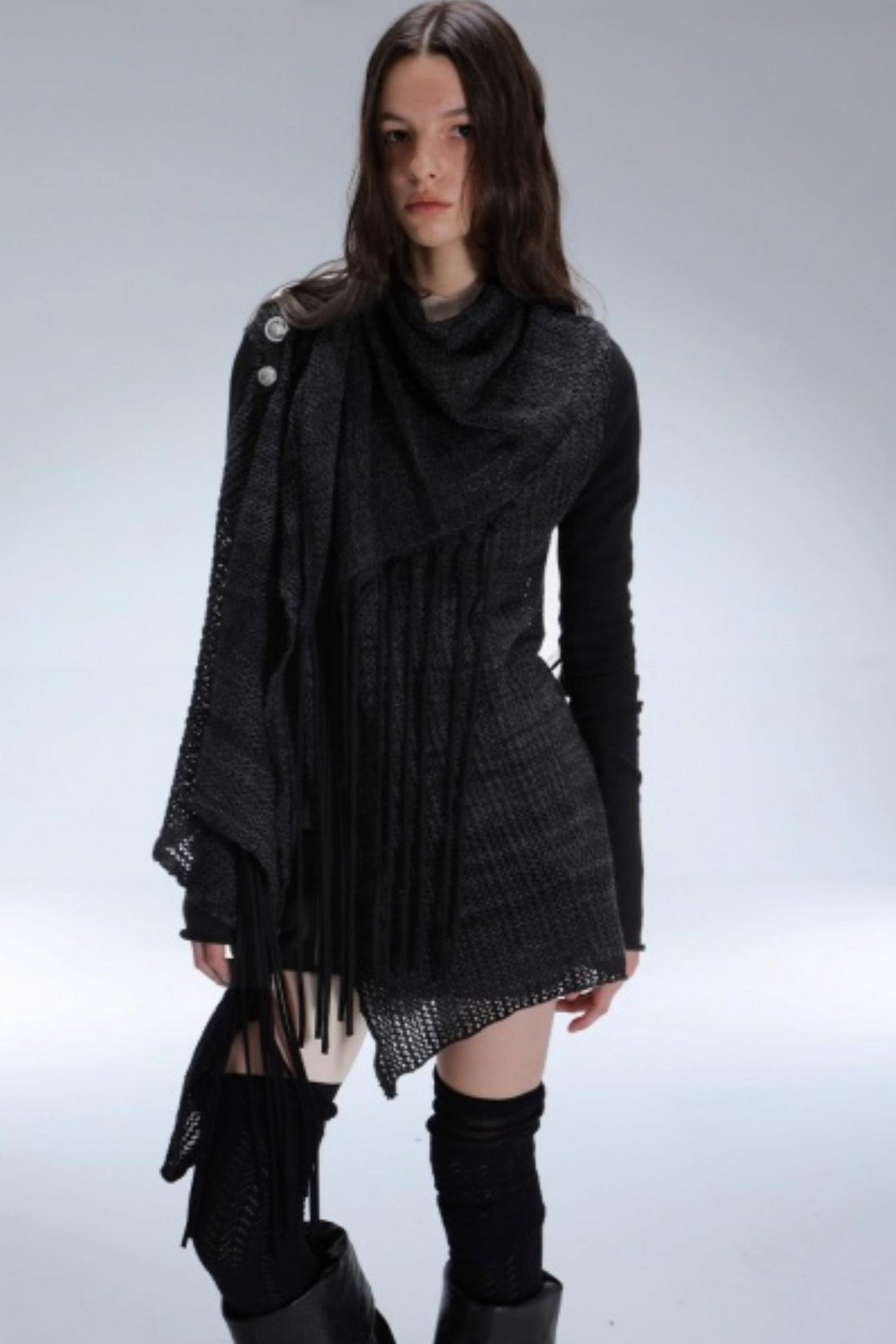 Bohemian Wool Fringed Cardigan