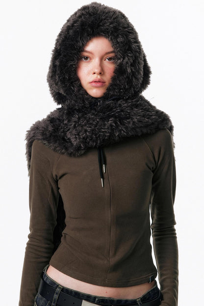 Eco-Friendly Fur Hooded Scarf