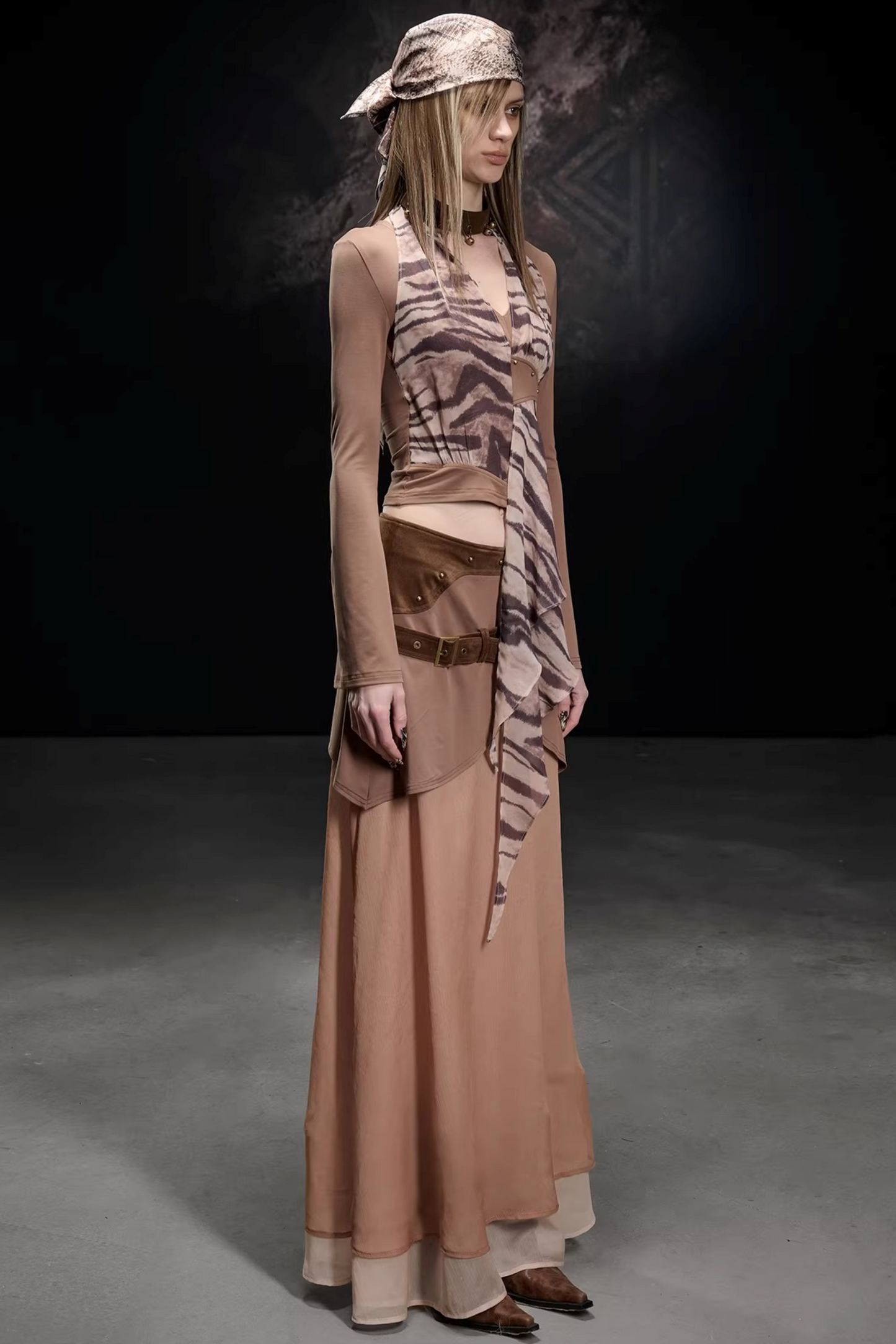 Knitted Chiffon Asymmetrical Top