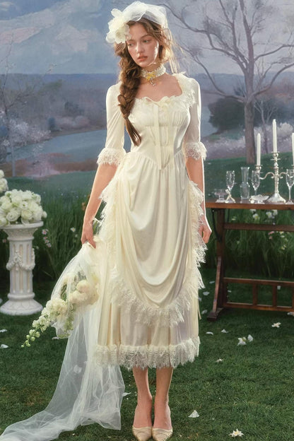 French Palace Satin Wedding Dress