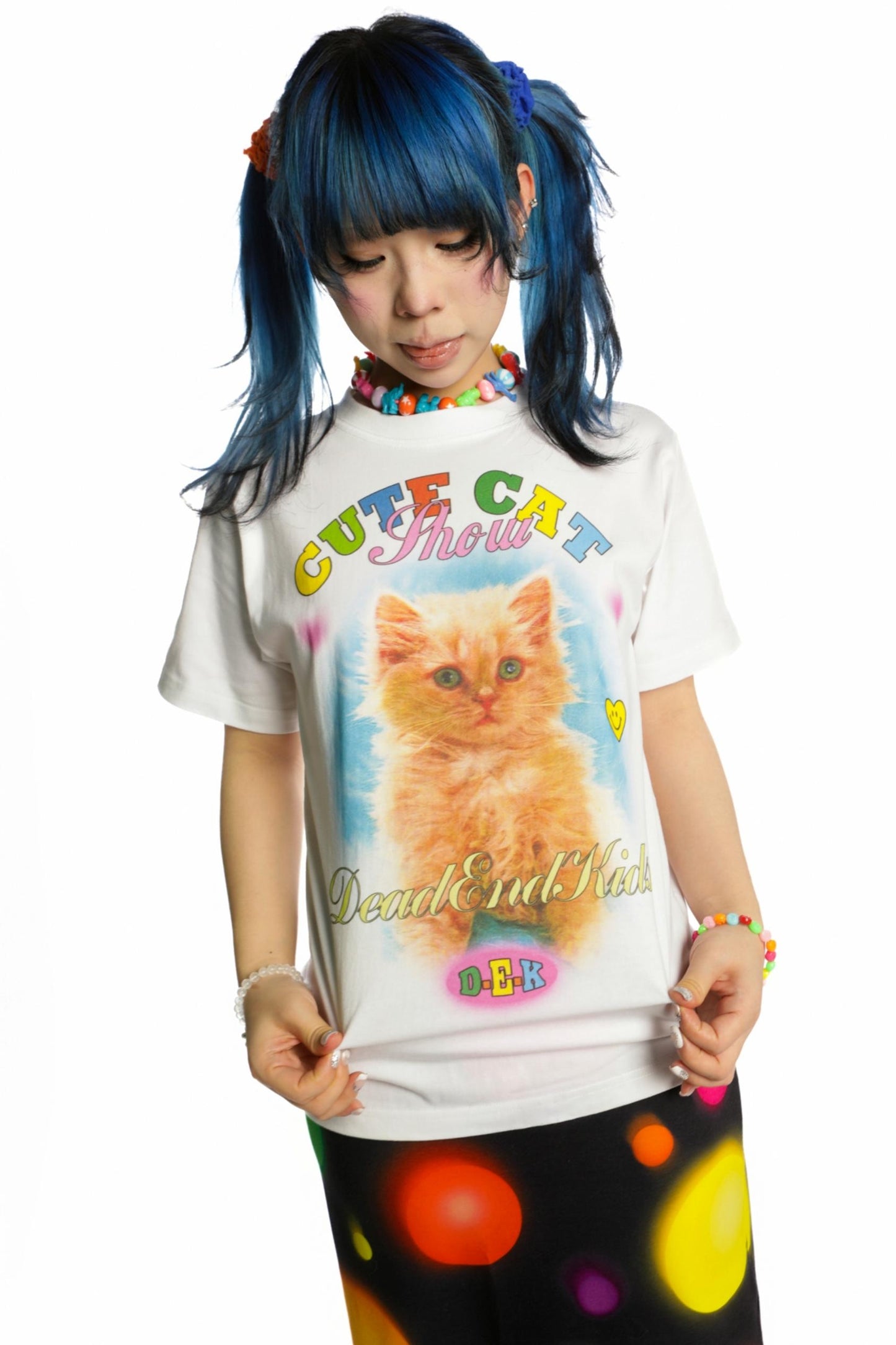 Cute Cat & Dog Print Slim Shoulder T-Shirt