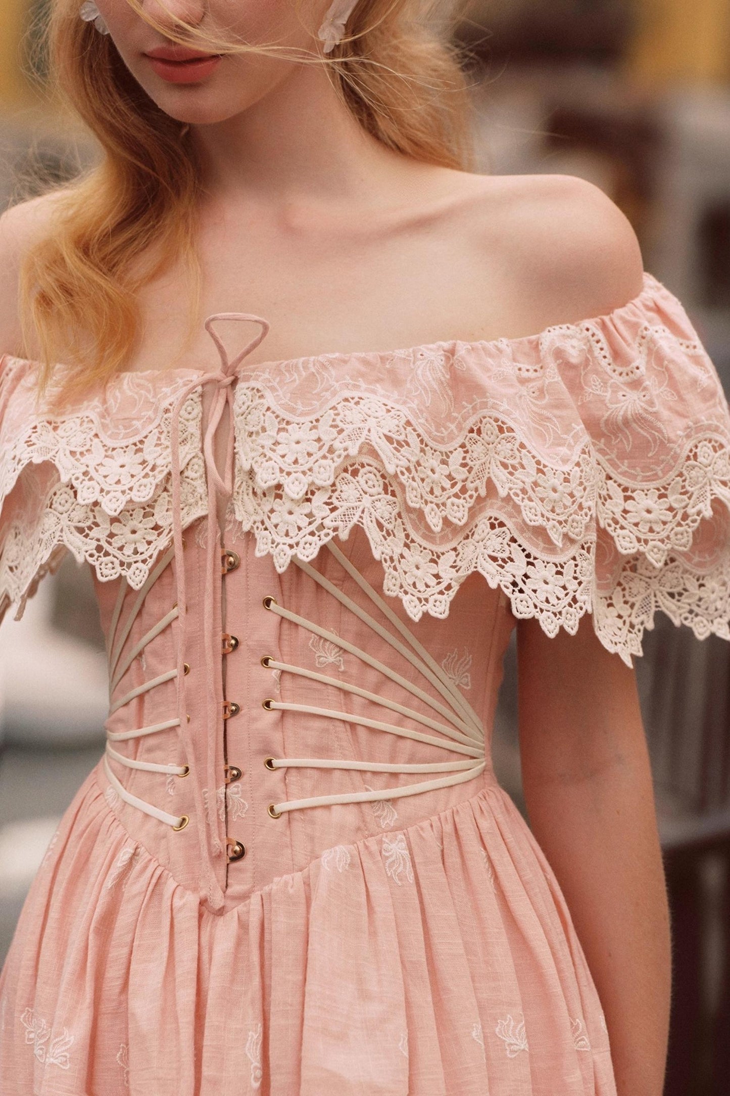 French Herringbone One-Shoulder Dress