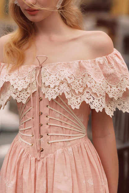 French Herringbone One-Shoulder Dress