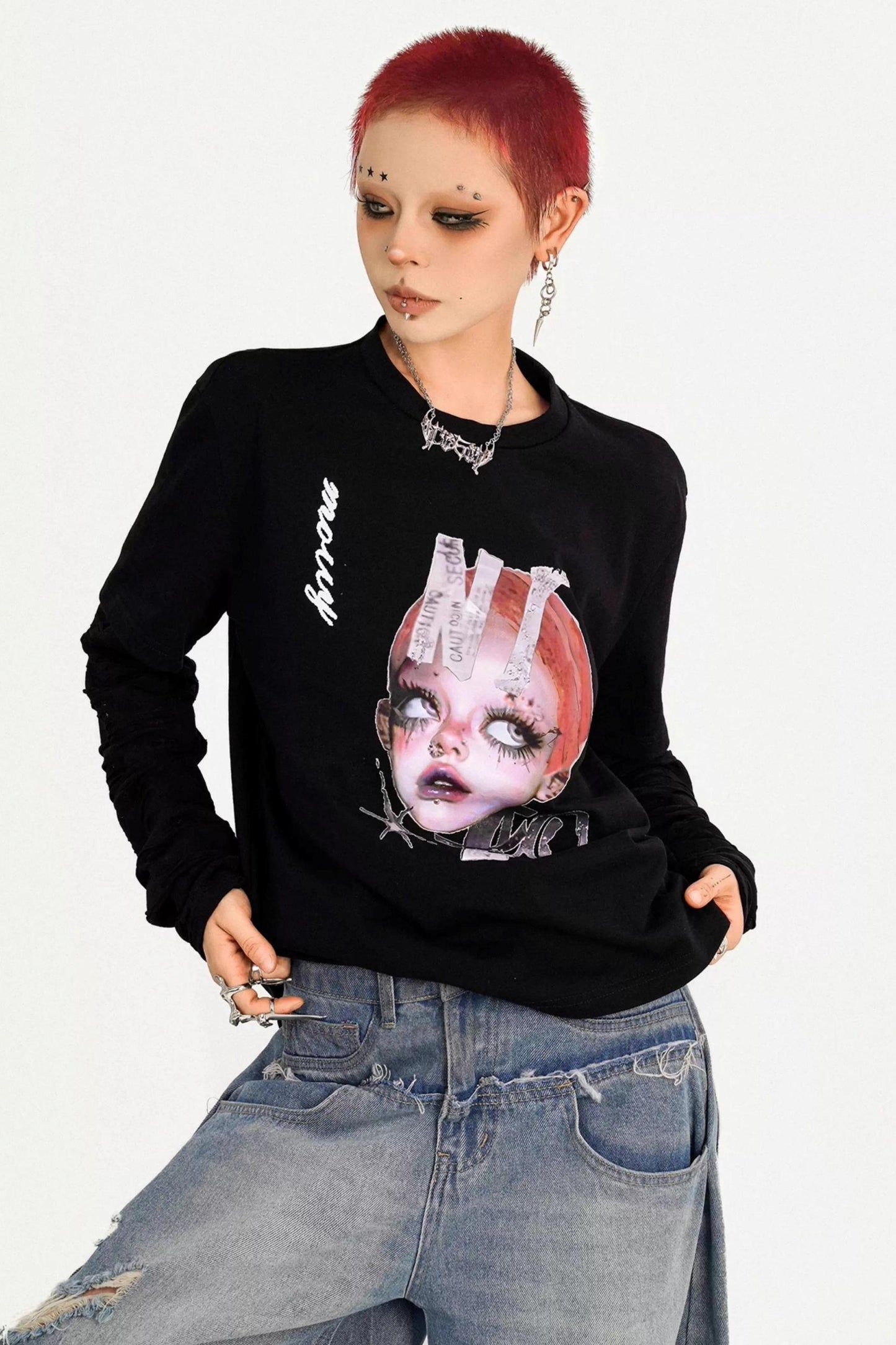 American Hot Girl Cartoon Portrait Sweatshirt
