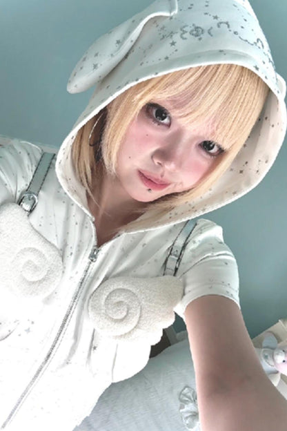 Silver Angel Wing Hoodie Top