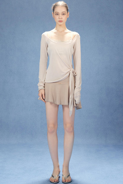 Chic U-Neck Corset Top Set