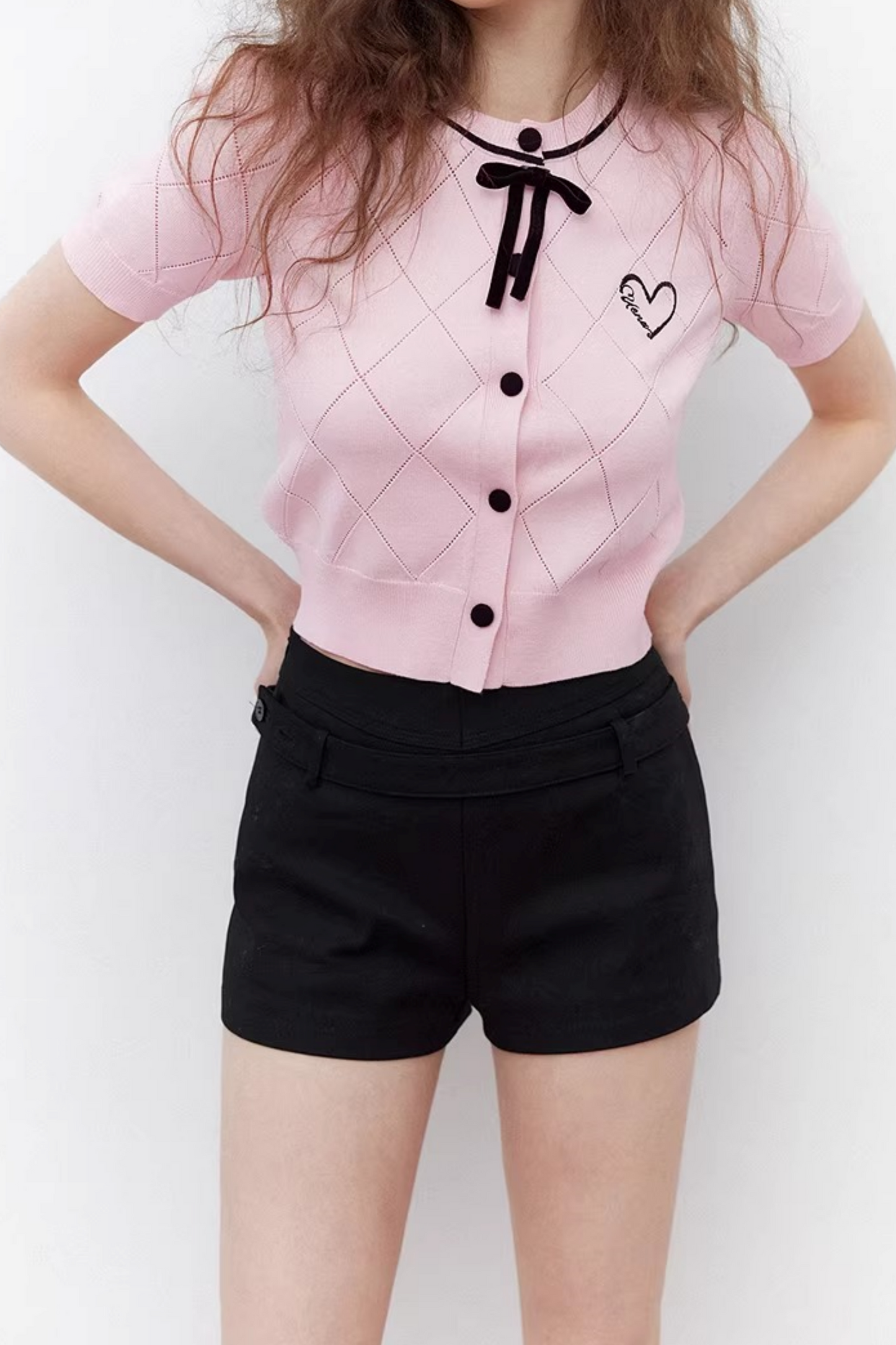 Pink Heart Knit Cardigan