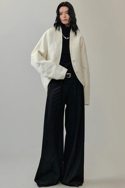 Color-Block High Neck Knit Top