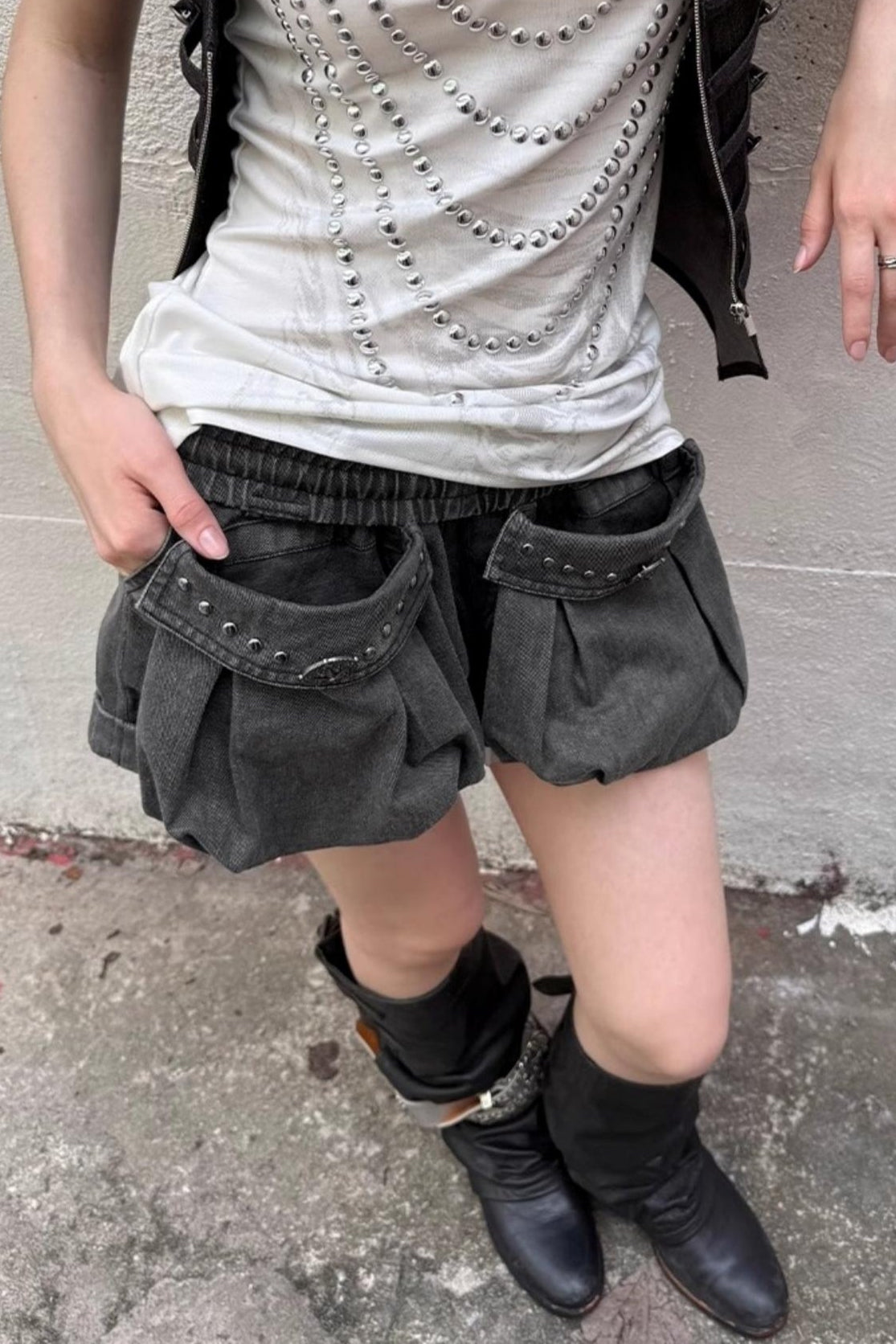 Vintage Rivet A-Line Cargo Shorts