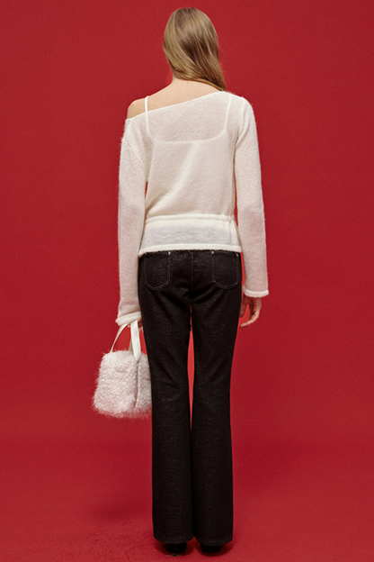 Embroidered Wool Denim Pants