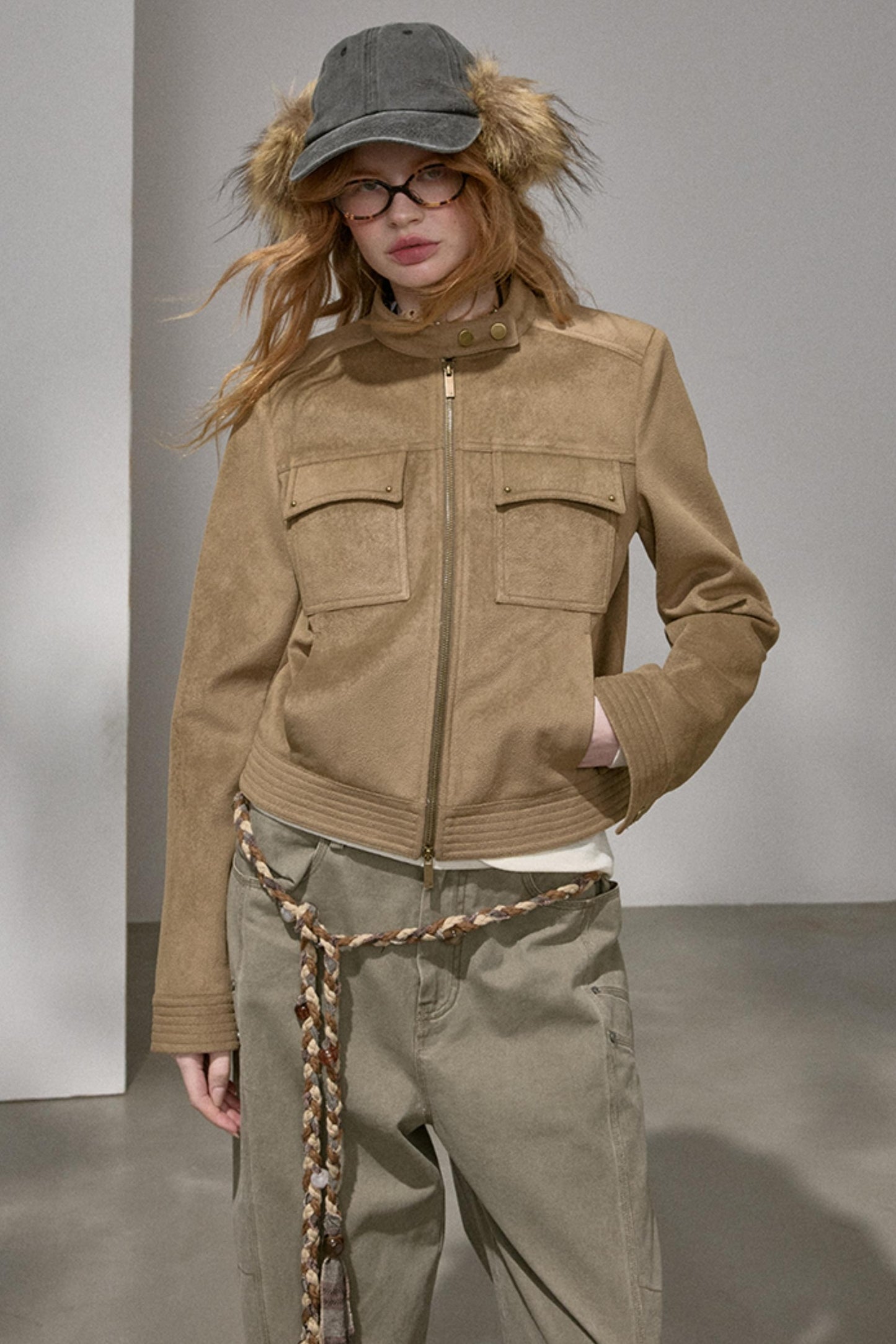 Suede Tailored Short Jacket