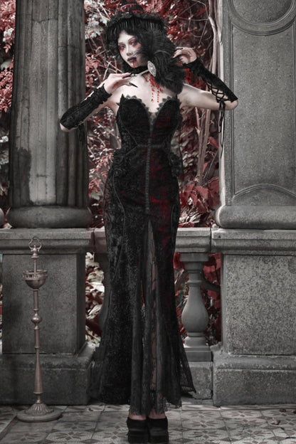 Gothic Love Glitter Fishtail Dress Set-Up