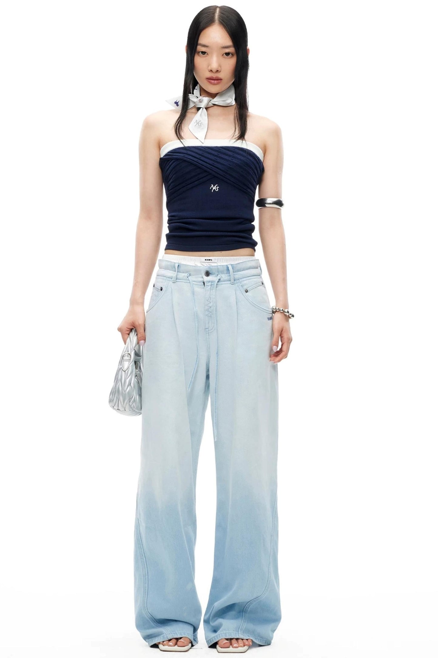Lace Knit Ruched Vest