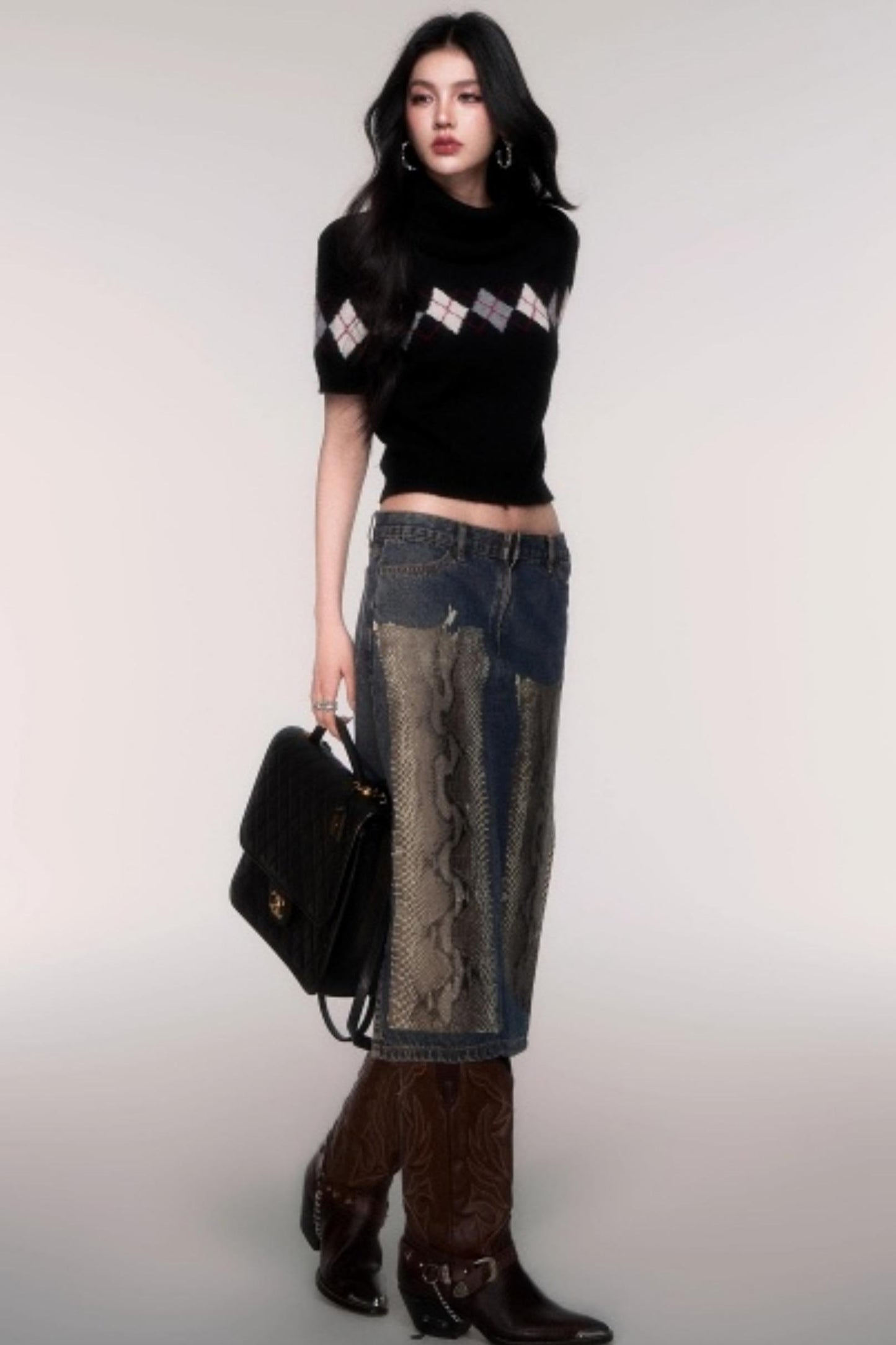 High Neck Short Sleeve Sweater