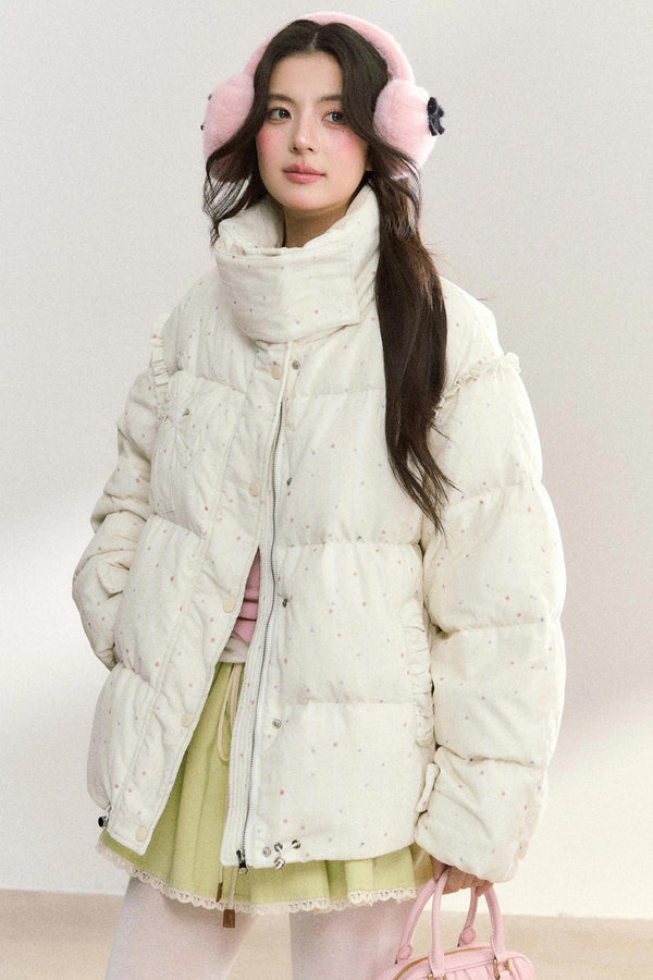 Polka Dot Cotton Puffer Jacket