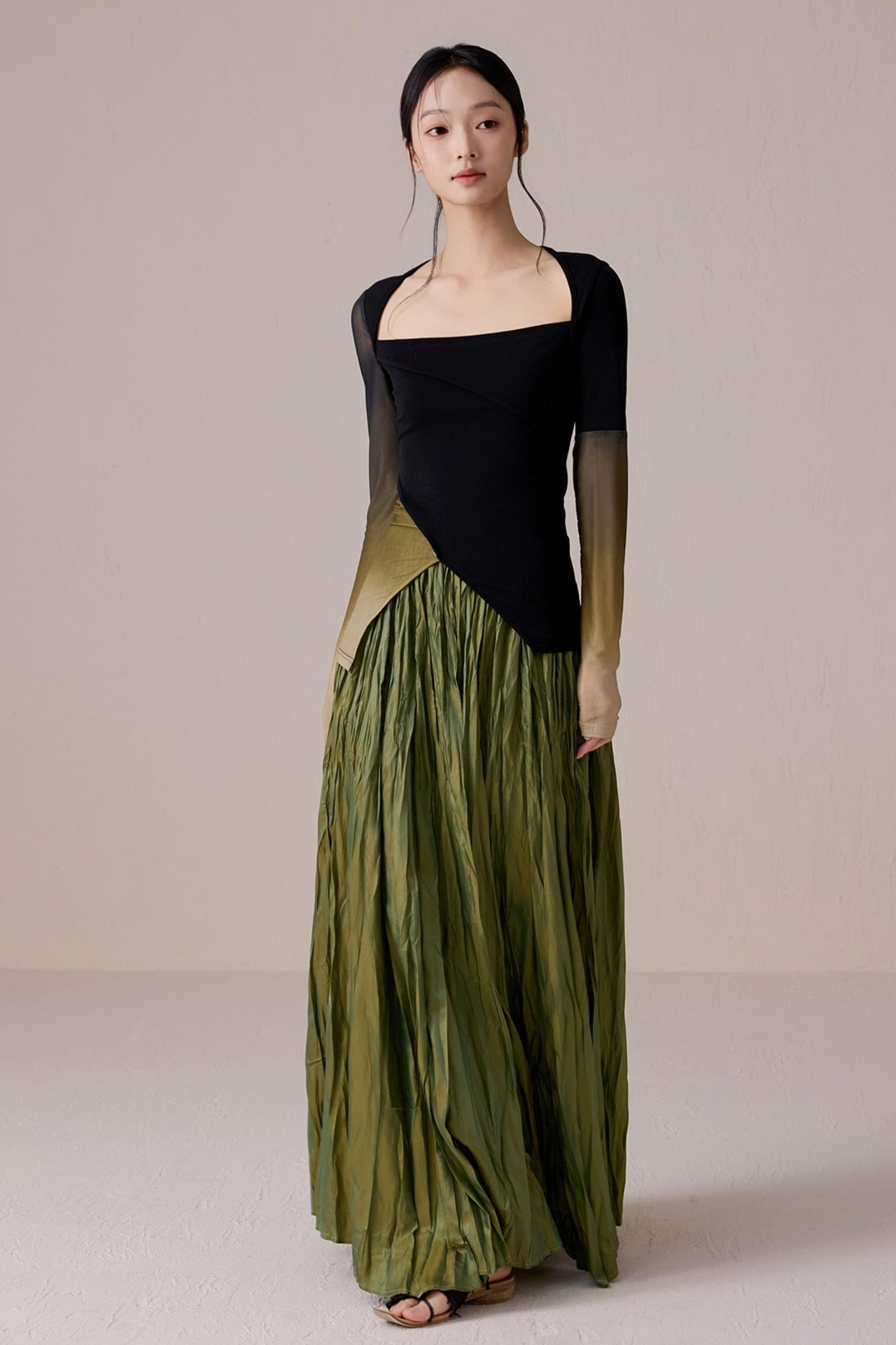 Color-Block Gradient Long Sleeve Tee