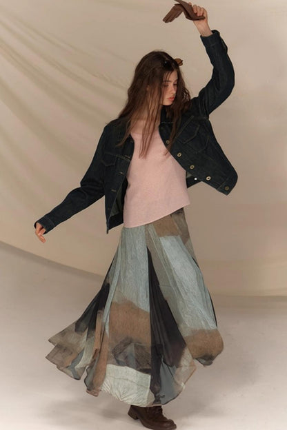 Amber Georgette Patchwork Skirt