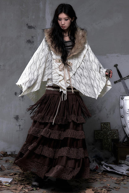 Lace Suede Tassel Skirt