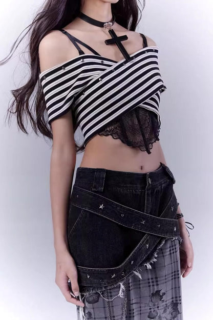 Striped Smock Blouse Set-Up