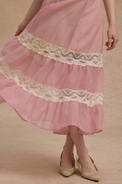 Tulip Satin Ribbon Pink Dress