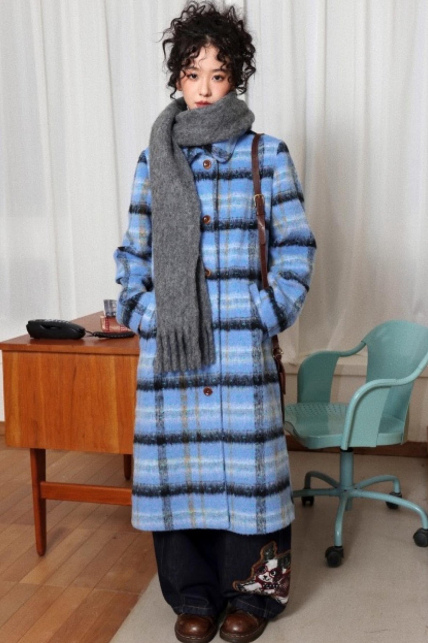 Plaid Woolen Love Letter Coat
