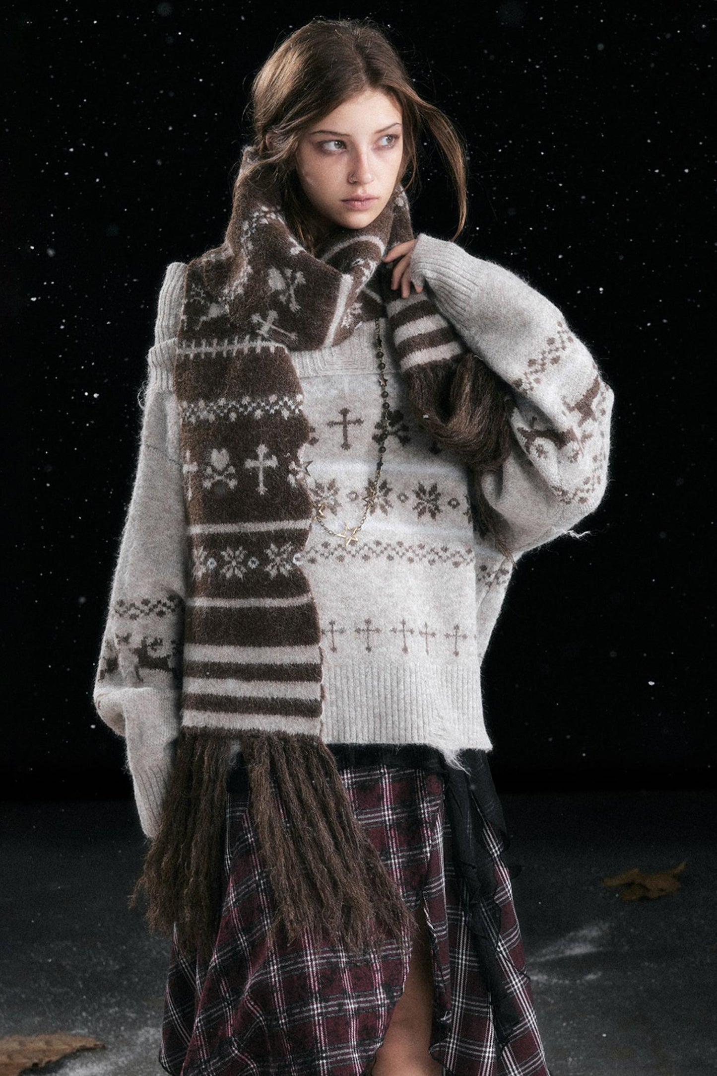 Fair Isle Wave Jacquard Scarf