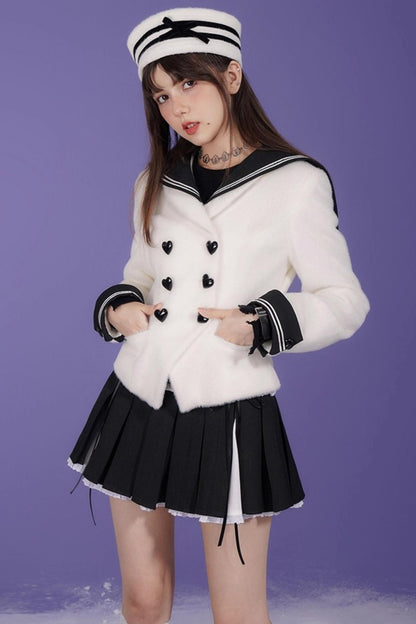 Golden Mink Sailor Collar Jacket
