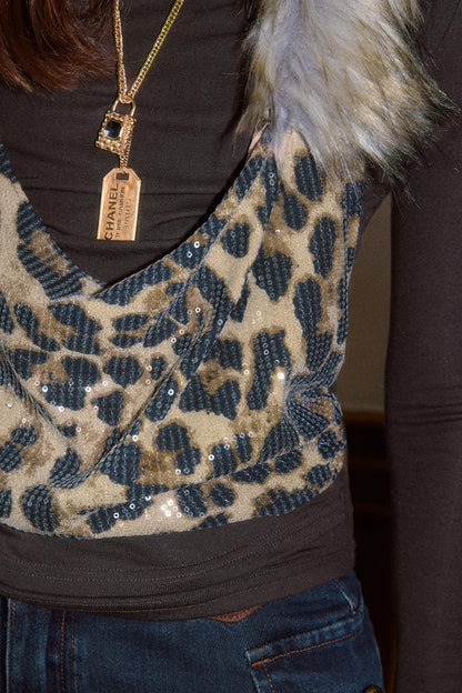 Detachable Fur Collar T-Shirt