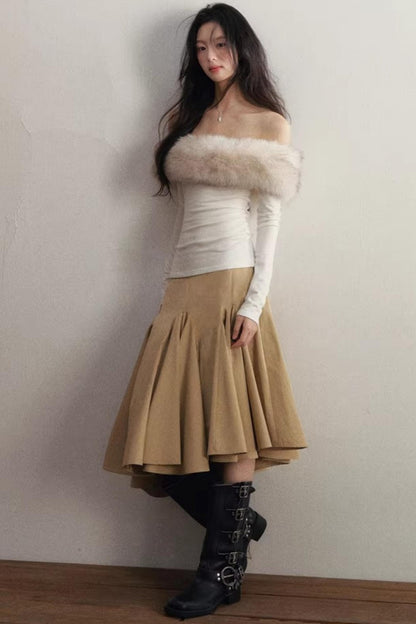 Slanted Edge Irregular Skirt