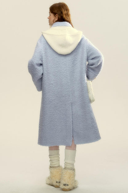 Gray Blue Woolen Hoop Coat