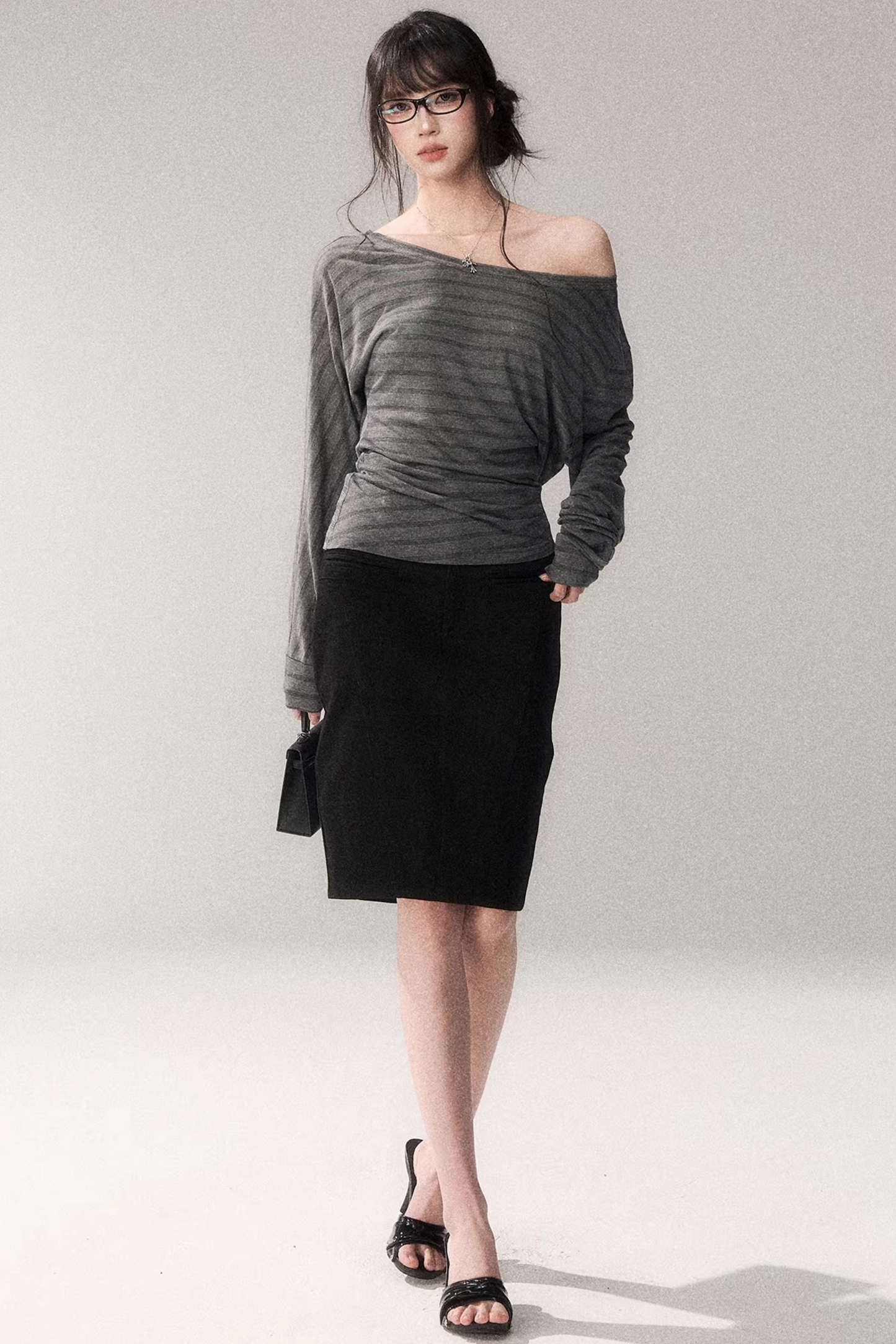 Cotton High-Waisted Midi Skirt