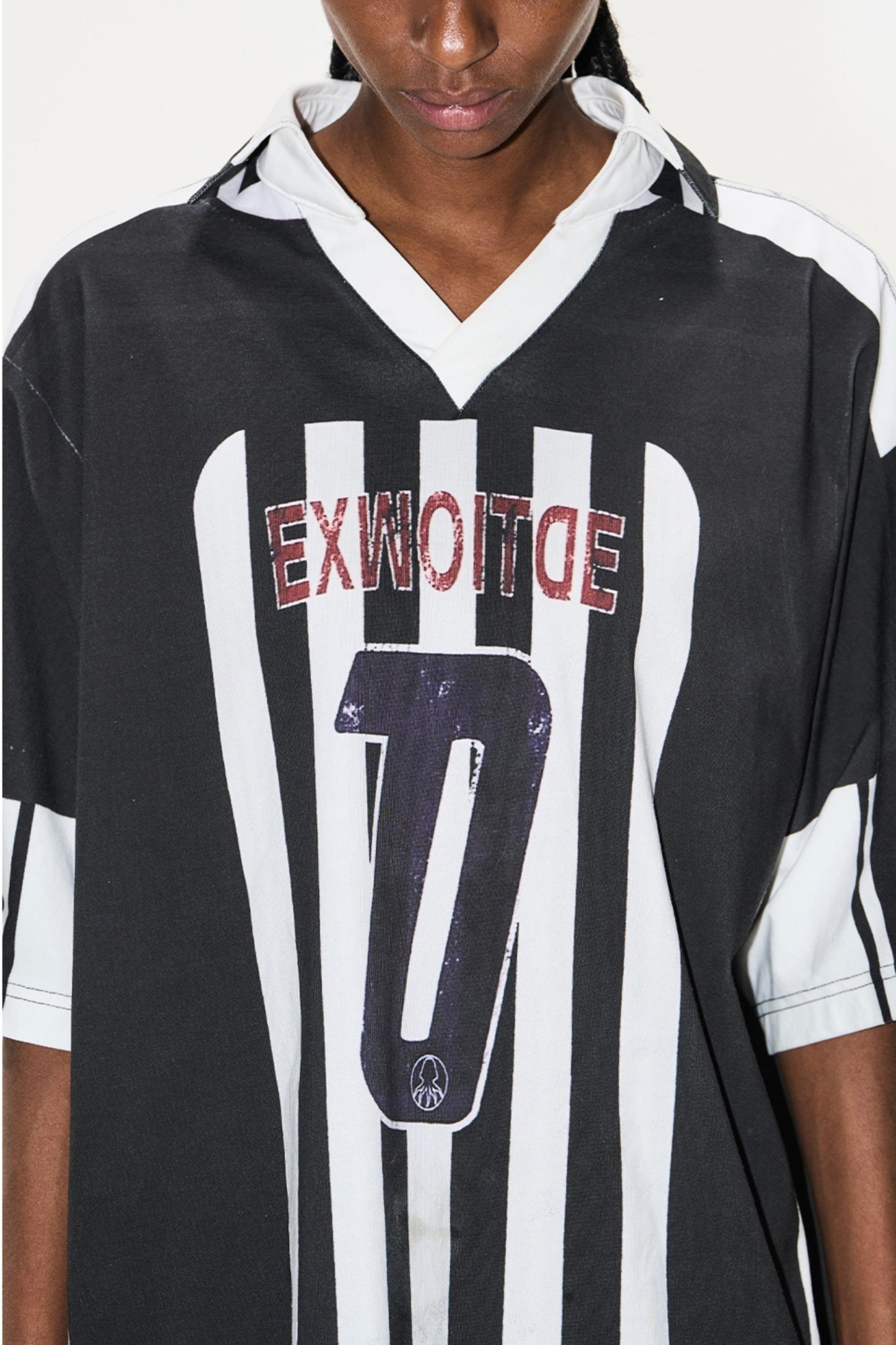 Striped V-Neck Polo Tee