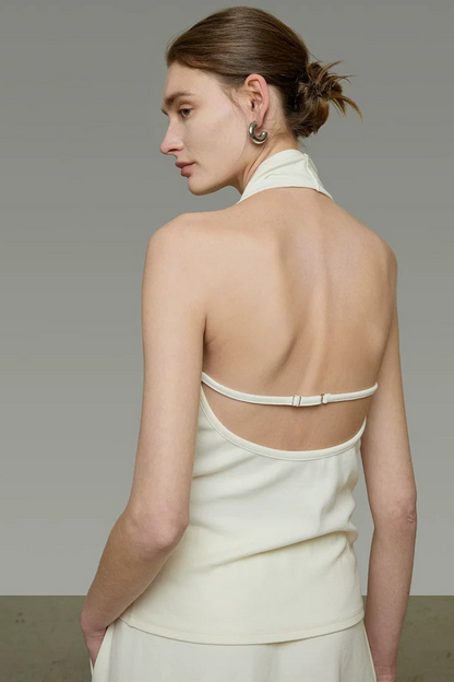 White Halter Backless Top Set-Up