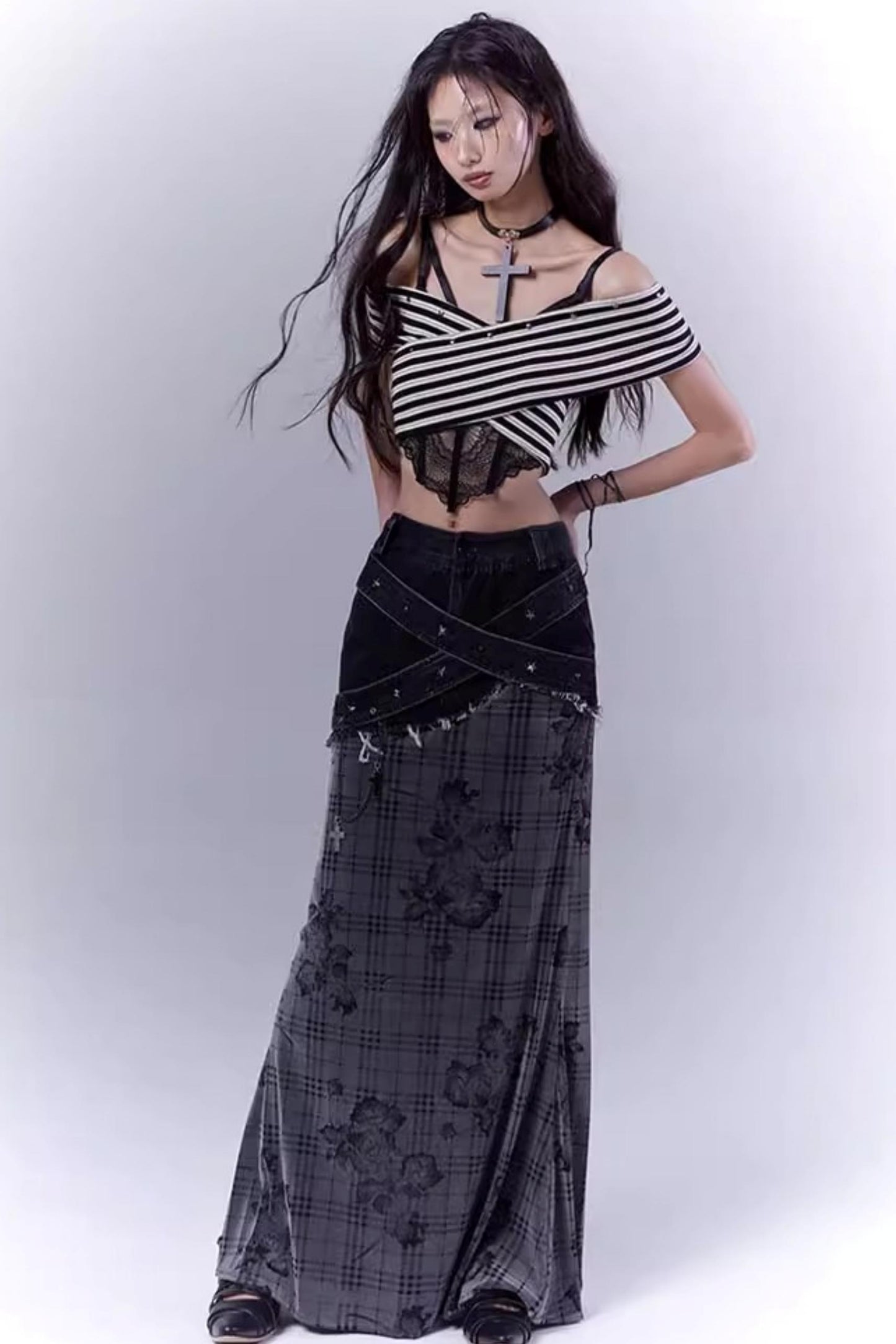 Striped Smock Blouse Set-Up