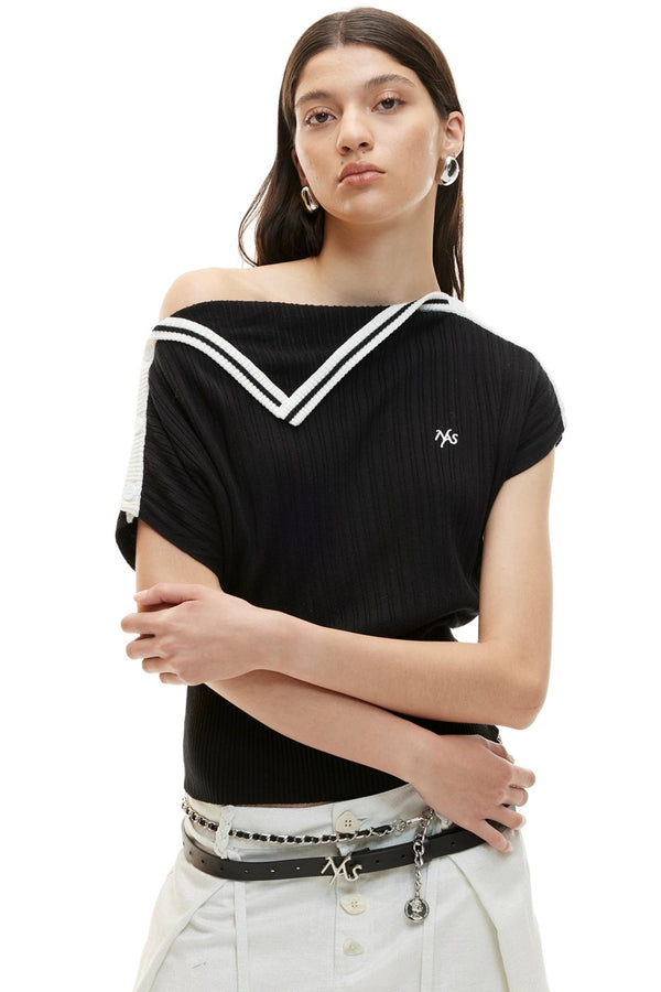 Acetate Wool Asymmetrical Top
