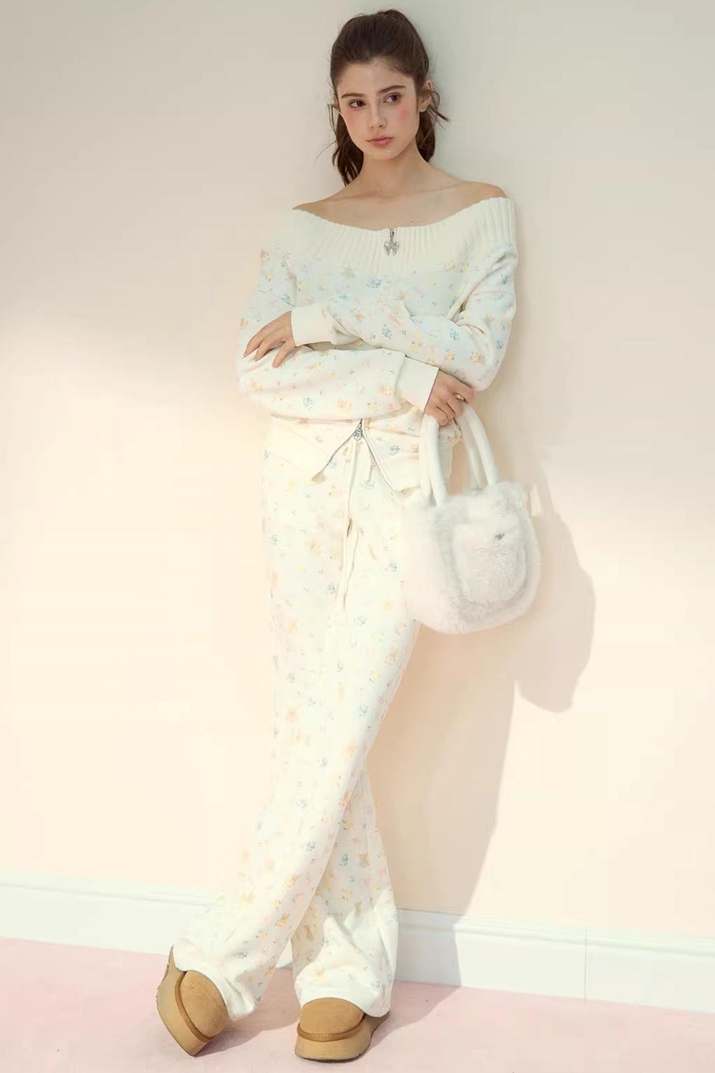 One-Shoulder Sweatshirt Set-Up