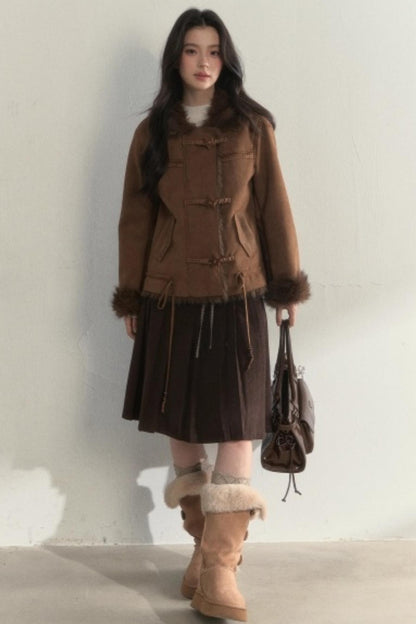 Retro Brown Suede Embroidered Jacket