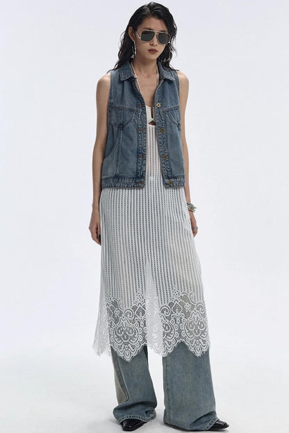 Summer Blue Washed Denim Vest