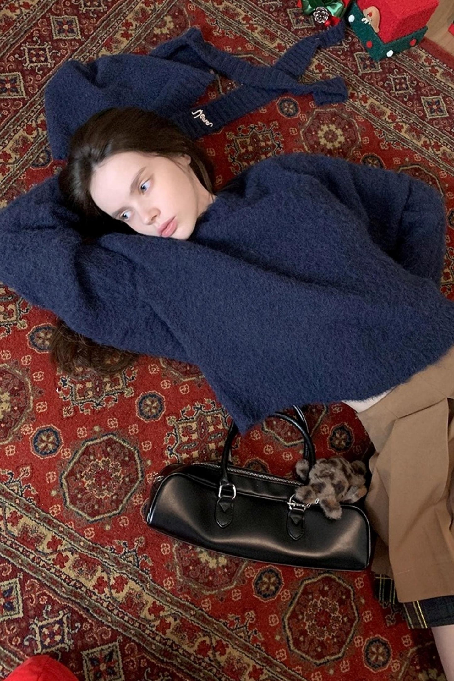 Navy Wool Hooded Sweater