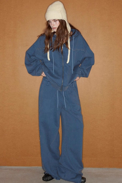 Diamond Hooded Sweatshirt With Pants Set-Up