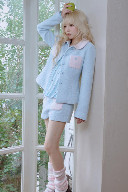 Star Button Tweed Jacket Set-Up