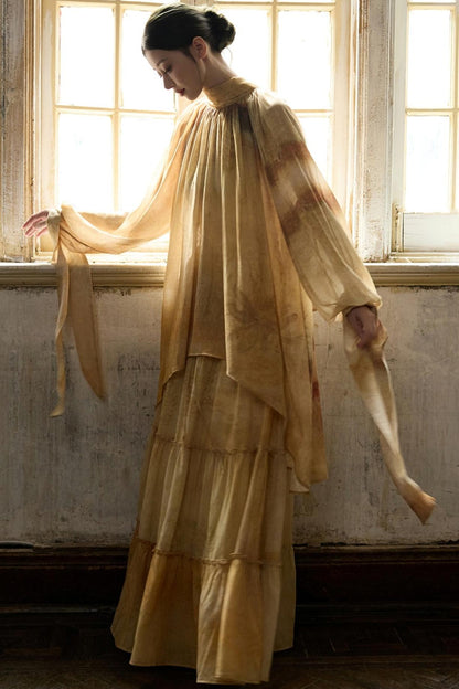 Romantic Lace-up Flowing Skirt Set-Up