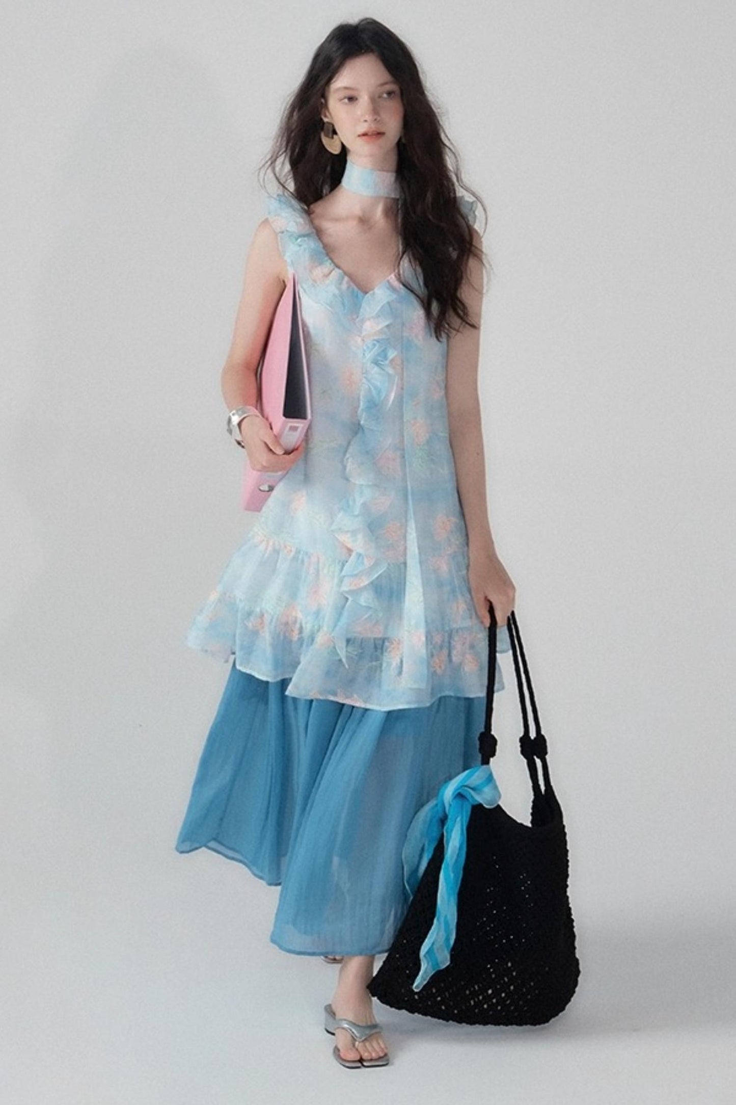 Sea Glass Tencel Ruffle Crop Dress Set-Up