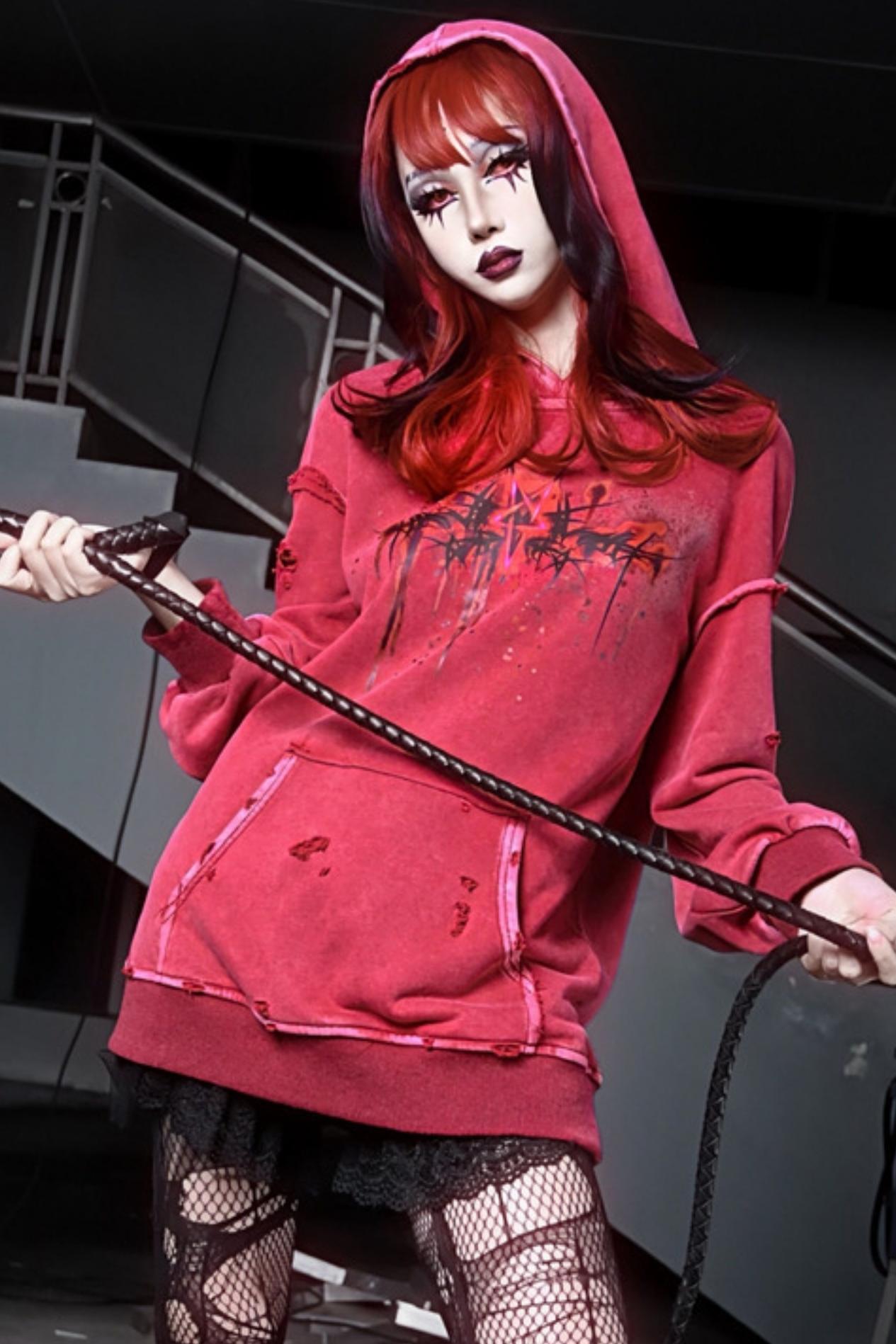 Devil Rust Red Hooded Top